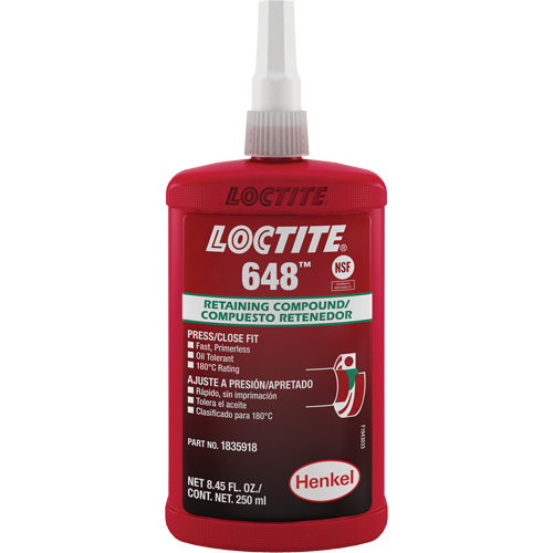 Loctite&reg; 648 Retaining Compound, 250 ml, Bottle, Green EastCoast Offshore Supplies
