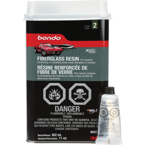 R&eacute;sine de fibre de verre Bondo, Deux composants, 852 ml, Bouteille, Blanc cass&eacute; EastCoast Offshore Supplies