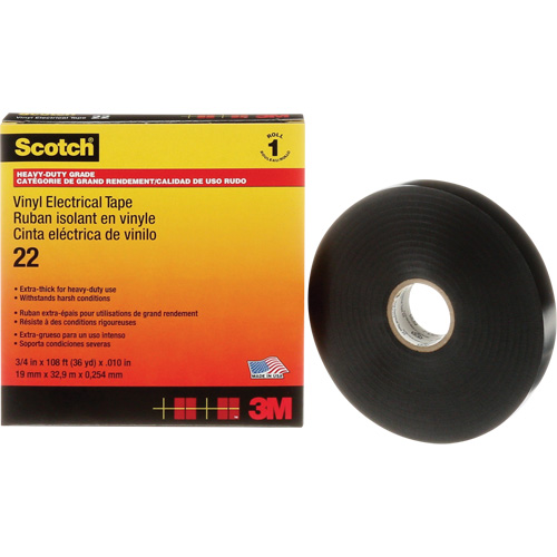 Scotch&reg; Vinyl Electrical Tape, 19 mm (3/4") x 33 m (108'), Black, 10 mils EastCoast Offshore Supplies