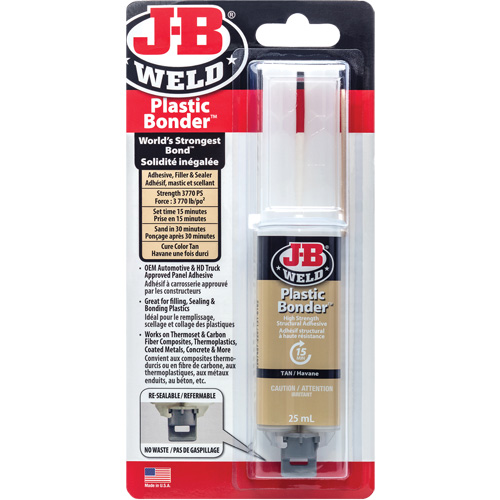 Plastic Bonder Adhesive, 25 ml, Syringe, Two-Part, Tan EastCoast Offshore Supplies