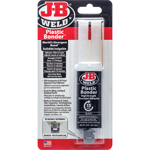 Plastic Bonder Adhesive, 25 ml, Syringe, Two-Part, Black EastCoast Offshore Supplies