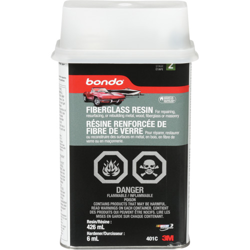 R&eacute;sine de fibre de verre Bondo, Deux composants, 15 oz, Bidon rectangulaire EastCoast Offshore Supplies