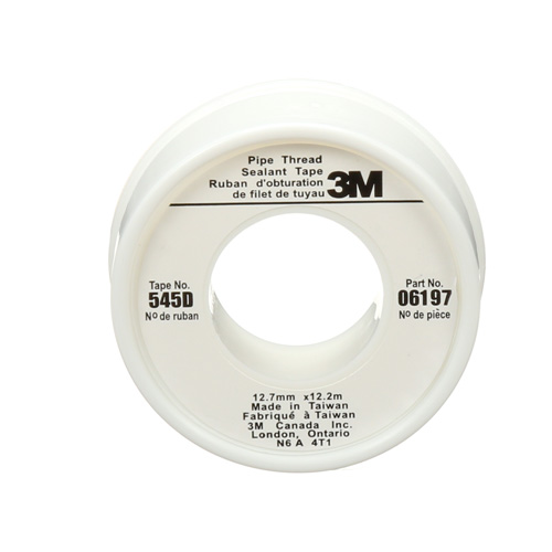 Scotch&reg; Thread Sealant Tape, 480" L x 1/2" W, White EastCoast Offshore Supplies
