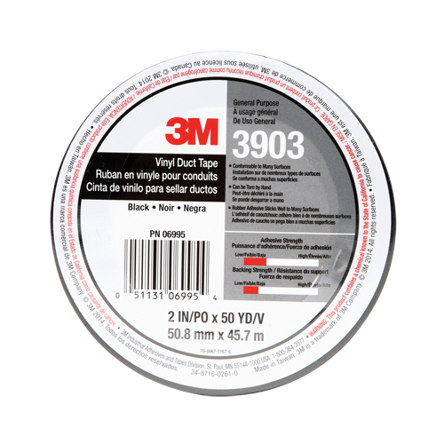 3903 Vinyl Duct Tape, 1245 mm (49") W x 46 m (151') L, 6.5 mils, Black EastCoast Offshore Supplies