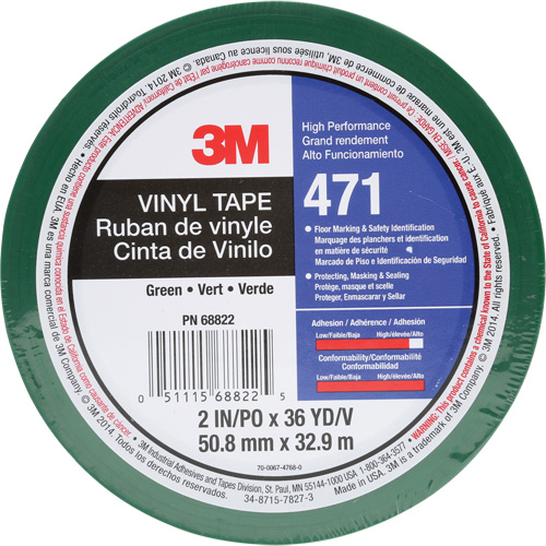 Ruban en vinyle 471, 50,8 mm (2") la x 32,9 m (108') lo, 5,2 mils, Vert EastCoast Offshore Supplies