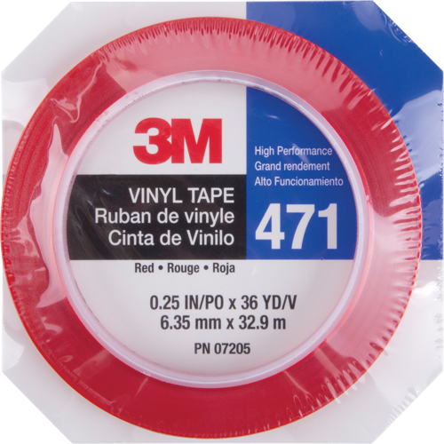 Ruban en vinyle 471, 6 mm (1/4") la x 32,9 m (108') lo, 5,3 mils, Rouge EastCoast Offshore Supplies