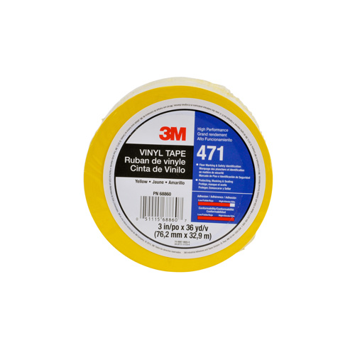 471 Vinyl Tape, 12 mm (1/2") W x 32.9 m (108') L, 5.2 mils, Yellow EastCoast Offshore Supplies