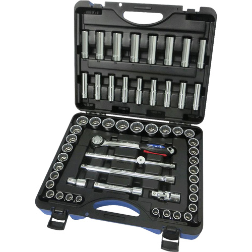 SAE/Metric 12-Point Socket Set, 55 Pcs, 1/2" Drive Size, Deep EastCoast Offshore Supplies