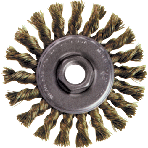 Brosse rotative &agrave; fils nou&eacute;s pour petites meuleuses haute vitesse, Dia. 5", Fils 0,02", Arbre 5/8"-11, Acier EastCoast Offshore Supplies