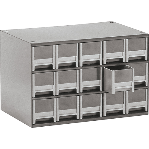 Casiers modulaires pour pi&egrave;ces, Acier, 15 tiroirs, 17" x 10-9/16" x 3-1/16", Gris EastCoast Offshore Supplies