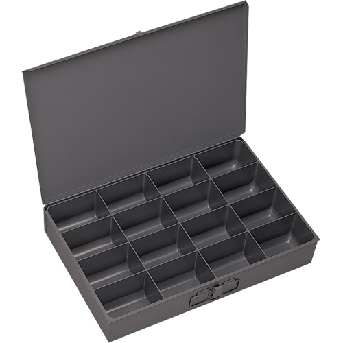 Boîtes &agrave; fond courb&eacute;, Acier, 16 compartiments, 13-3/8" la x 9-1/4" p, 2" h, Gris EastCoast Offshore Supplies