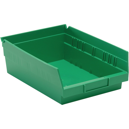 Shelf Bins, 8-3/8" W x 4" H x 11-5/8" D, Green, 30 lbs. Capacity EastCoast Offshore Supplies
