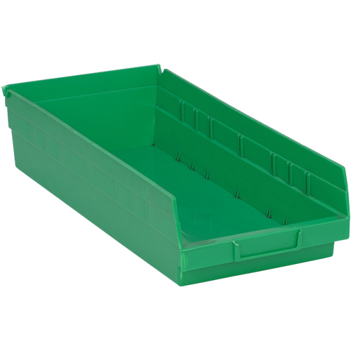 Shelf Bins, 8-1/8" W x 4" H x 17-7/8" D, Green, 40 lbs. Capacity EastCoast Offshore Supplies