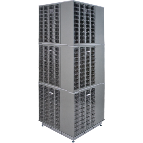 Armoire industrielle robuste avec carrousel &agrave; tiroirs, Acier, 480 tiroirs, 27" la x 27" p x 80" h, Gris EastCoast Offshore Supplies
