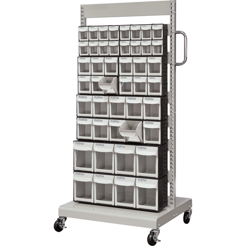 Mobile Tilt Bin Rack, Single-sided, 46 bins, 26-1/4" W x 22" D x 57-1/2" H EastCoast Offshore Supplies