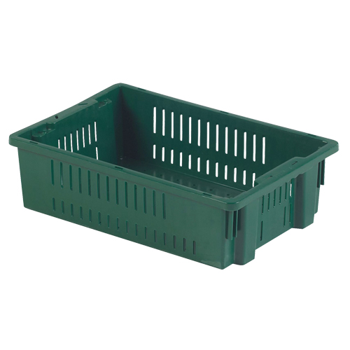 Contenant en plastique empilable Stack-N-Nest pour l'agriculture, 13,1" x 19,7" x 5,6", Vert EastCoast Offshore Supplies