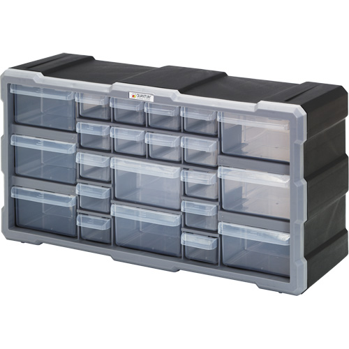 Armoire &agrave; tiroir, Plastique, 22 tiroirs, 19-1/2" x 6-1/4" x 10", Noir EastCoast Offshore Supplies