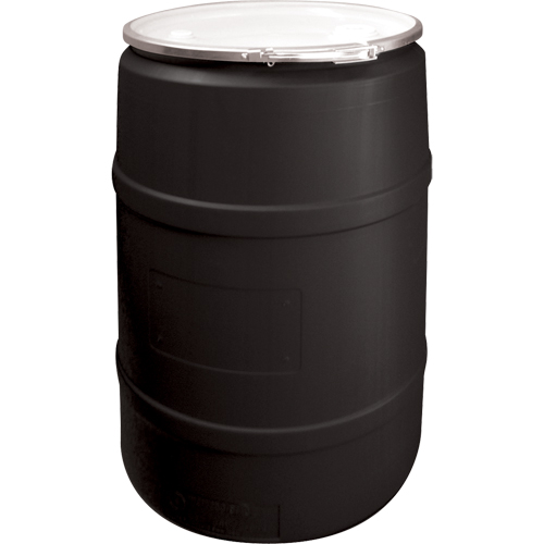 Polyethylene Drums, 55 US gal (45 imp. gal.), Open Top, Black EastCoast Offshore Supplies
