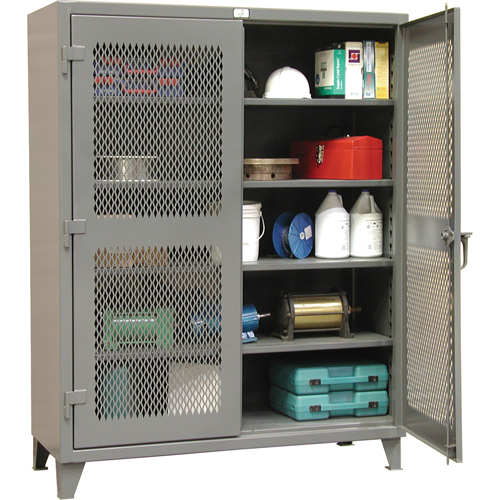 Heavy-Duty Ventilated Storage Cabinets, 4 Shelves, 72" H x 48" W x 24" D, Steel, Grey EastCoast Offshore Supplies