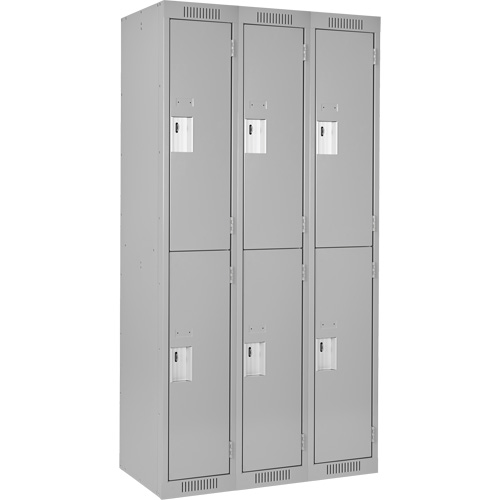 Clean Line Lockers, 2 -tier, Bank of 3, 36" x 18" x 72", Steel, Grey, Rivet (Assembled) EastCoast Offshore Supplies