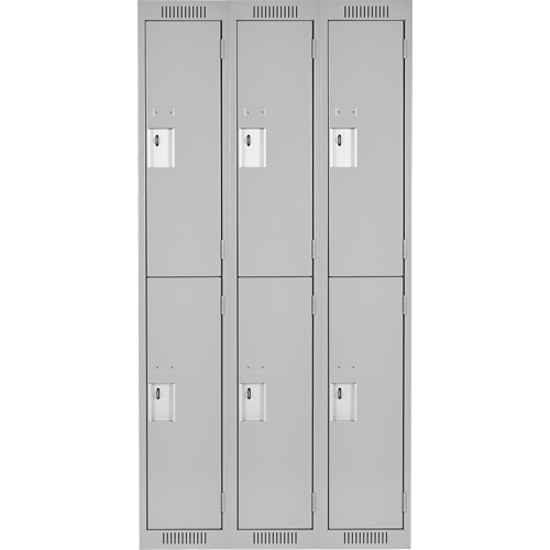 Clean Line Lockers, 2 -tier, Bank of 3, 36" x 18" x 72", Steel, Grey, Rivet (Assembled) EastCoast Offshore Supplies