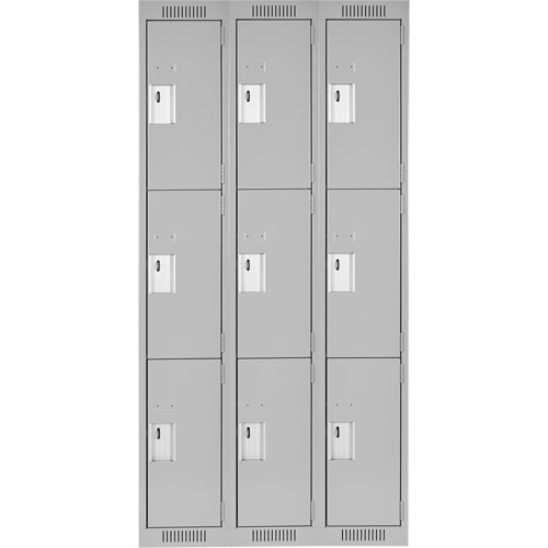 Clean Line Lockers, 3 -tier, Bank of 3, 36" x 18" x 72", Steel, Grey, Rivet (Assembled) EastCoast Offshore Supplies