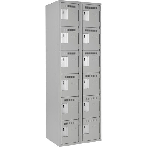 Clean Line Lockerettes, 6 -tier, Bank of 2, 24" x 18" x 72", Steel, Grey, Rivet (Assembled) EastCoast Offshore Supplies