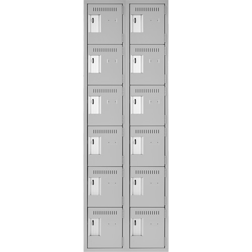 Clean Line Lockerettes, 6 -tier, Bank of 2, 24" x 18" x 72", Steel, Grey, Rivet (Assembled) EastCoast Offshore Supplies