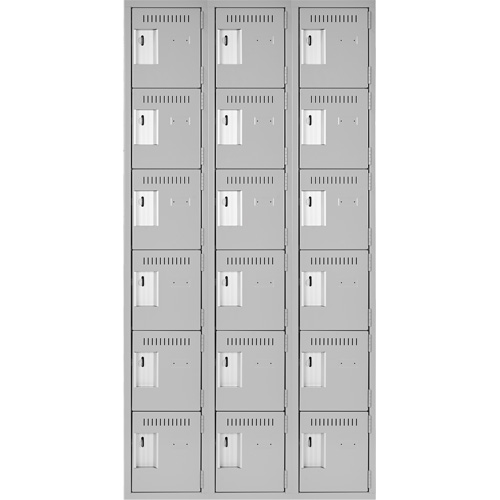 Clean Line Lockerettes, 6 -tier, Bank of 3, 36" x 18" x 72", Steel, Grey, Rivet (Assembled) EastCoast Offshore Supplies