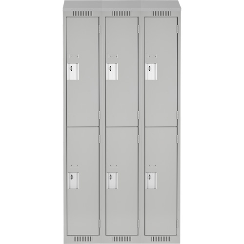 Clean Line Lockers, 2 -tier, Bank of 3, 36" x 18" x 78", Steel, Grey, Rivet (Assembled) EastCoast Offshore Supplies