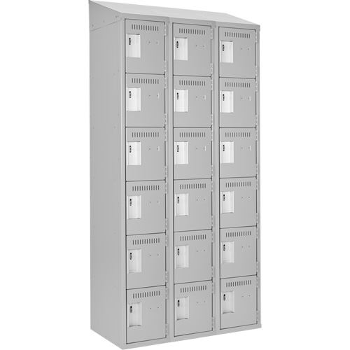 Clean Line Lockerette , 6 -tier, Bank of 3, 36" x 18" x 78", Steel, Grey, Rivet (Assembled) EastCoast Offshore Supplies