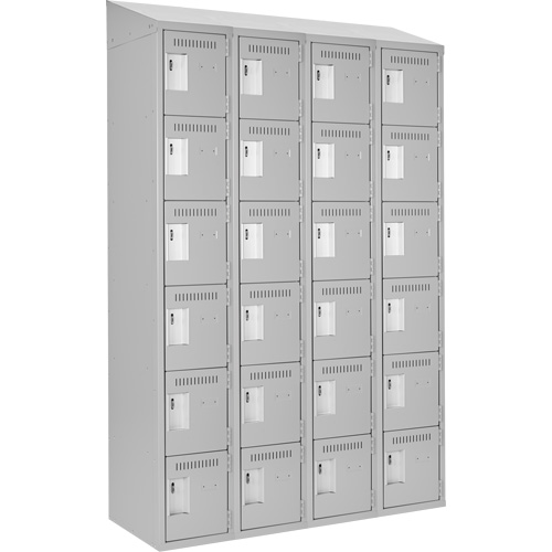 Clean Line Lockerette , 6 -tier, Bank of 4, 48" x 18" x 78", Steel, Grey, Rivet (Assembled) EastCoast Offshore Supplies