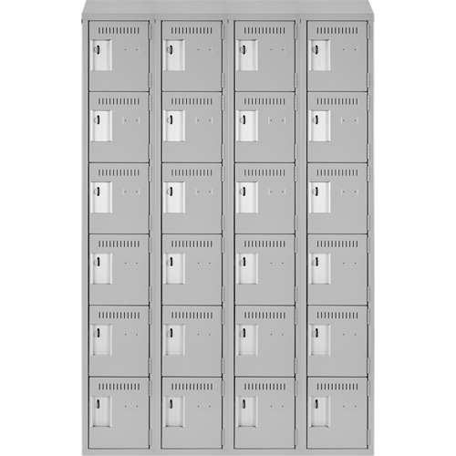 Clean Line Lockerette , 6 -tier, Bank of 4, 48" x 18" x 78", Steel, Grey, Rivet (Assembled) EastCoast Offshore Supplies