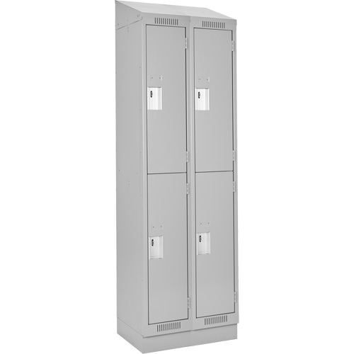 Clean Line Lockers, 2 -tier, Bank of 2, 24" x 18" x 82", Steel, Grey, Rivet (Assembled) EastCoast Offshore Supplies