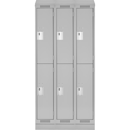 Clean Line Lockers, 2 -tier, Bank of 3, 36" x 18" x 82", Steel, Grey, Rivet (Assembled) EastCoast Offshore Supplies