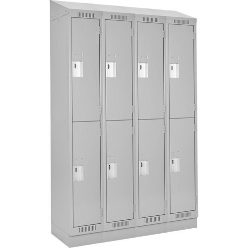 Clean Line Lockers, 2 -tier, Bank of 4, 48" x 18" x 82", Steel, Grey, Rivet (Assembled) EastCoast Offshore Supplies