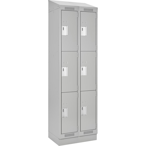 Clean Line Lockers, 3 -tier, Bank of 2, 24" x 18" x 82", Steel, Grey, Rivet (Assembled) EastCoast Offshore Supplies
