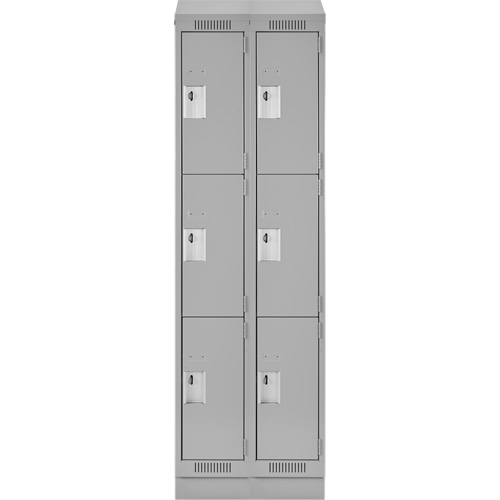 Clean Line Lockers, 3 -tier, Bank of 2, 24" x 18" x 82", Steel, Grey, Rivet (Assembled) EastCoast Offshore Supplies