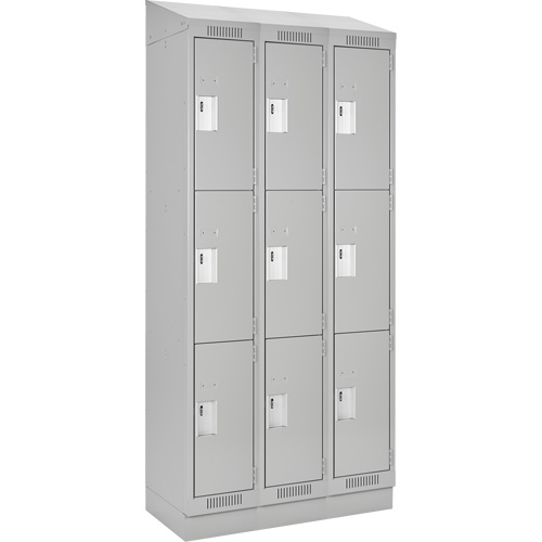 Clean Line Lockers, 3 -tier, Bank of 3, 36" x 18" x 82", Steel, Grey, Rivet (Assembled) EastCoast Offshore Supplies