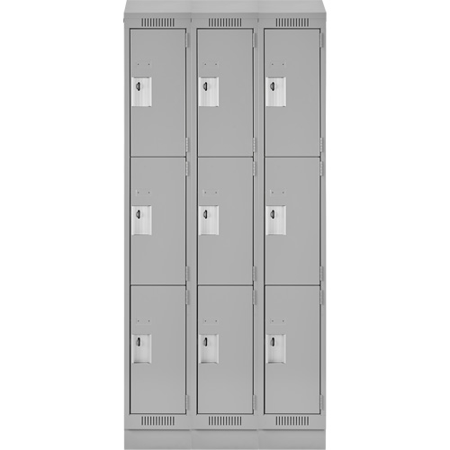 Clean Line Lockers, 3 -tier, Bank of 3, 36" x 18" x 82", Steel, Grey, Rivet (Assembled) EastCoast Offshore Supplies