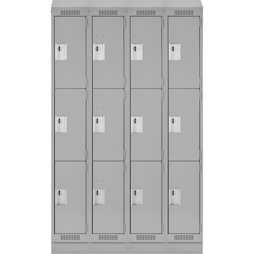 Clean Line Lockers, 3 -tier, Bank of 4, 48" x 18" x 82", Steel, Grey, Rivet (Assembled) EastCoast Offshore Supplies