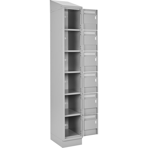 Clean Line Lockerette, 6 -tier, Bank of 4, 48" x 18" x 82", Steel, Grey, Rivet (Assembled) EastCoast Offshore Supplies