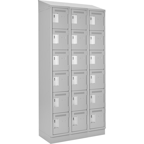 Clean Line Lockerette, 6 -tier, Bank of 3, 36" x 18" x 82", Steel, Grey, Rivet (Assembled) EastCoast Offshore Supplies