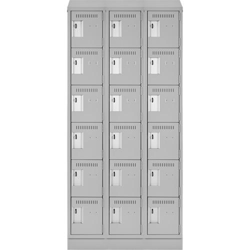 Clean Line Lockerette, 6 -tier, Bank of 3, 36" x 18" x 82", Steel, Grey, Rivet (Assembled) EastCoast Offshore Supplies