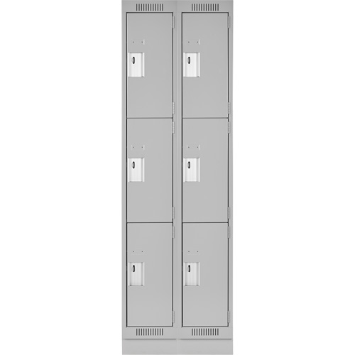 Clean Line Lockers, 3 -tier, Bank of 2, 24" x 18" x 76", Steel, Grey, Rivet (Assembled) EastCoast Offshore Supplies