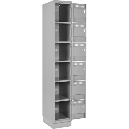 Clean Line Lockerette, 6 -tier, Bank of 3, 36" x 18" x 76", Steel, Grey, Rivet (Assembled) EastCoast Offshore Supplies