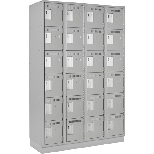 Clean Line Lockerette, 6 -tier, Bank of 4, 48" x 18" x 76", Steel, Grey, Rivet (Assembled) EastCoast Offshore Supplies