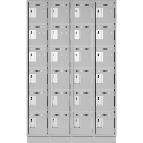 Clean Line Lockerette, 6 -tier, Bank of 4, 48" x 18" x 76", Steel, Grey, Rivet (Assembled) EastCoast Offshore Supplies