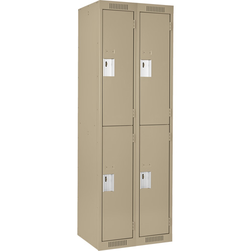 Clean Line Lockers, 2 -tier, Bank of 2, 24" x 18" x 72", Steel, Beige, Rivet (Assembled) EastCoast Offshore Supplies
