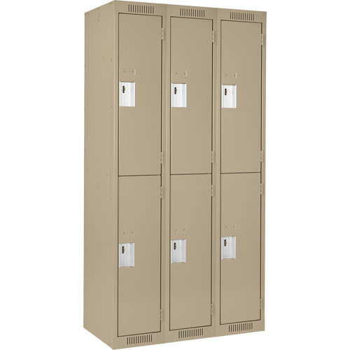 Clean Line Lockers, 2 -tier, Bank of 3, 36" x 18" x 72", Steel, Beige, Rivet (Assembled) EastCoast Offshore Supplies